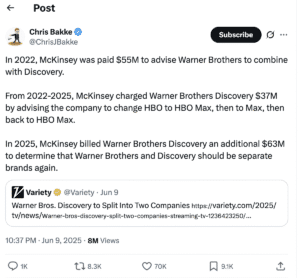 The tweet that sparked the meme and made us dig deeper into the psychology of why people believed the $155M McKinsey story